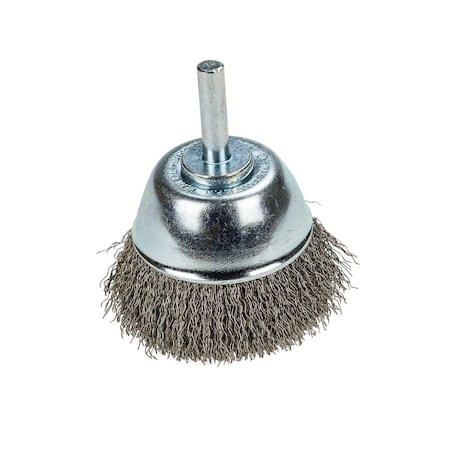 Forney Command PRO Cup Brush Crimped, 2-1/2 in x .008 in x 1/4 in Shank, Bulk 72270